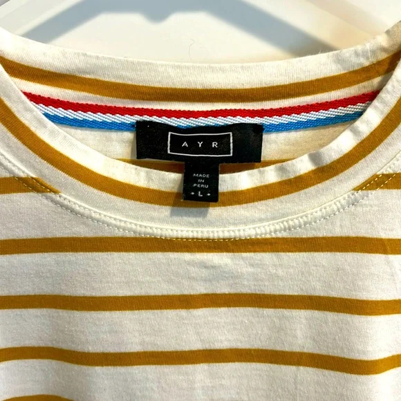 AYR Sno Cone Tee, Tumeric + White Stripe, size L - Picture 3 of 6